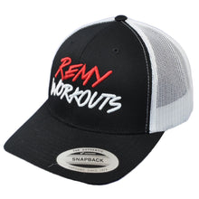 Load image into Gallery viewer, RemyWorkouts Mesh White Black Hat Cap Snapback
